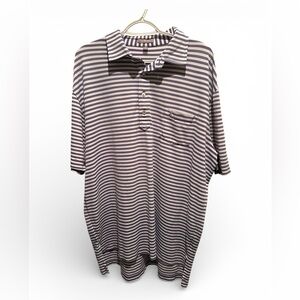 Peter Millar Purple and White Striped Polo Shirt With Front Pocket